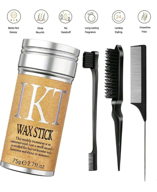 IKT hair wax stick styling kit with brush edge brush and tail comb