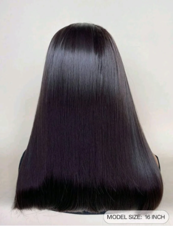 Back view of long bob straight headband wig with natural flow, perfect for everyday wear