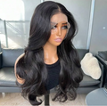 Long black wavy wig with bangs